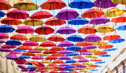 Fototapeta na wymiar Colorful umbrella in Bath