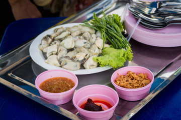 Oysters Spicy Salad of thai food.