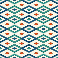 Seamless pattern with geometric figures. Repeated diamond ornamental background. Rhombuses and lines motif.