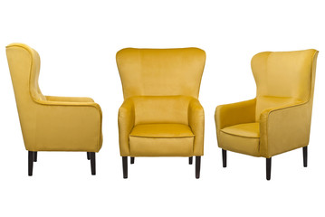 Colored chairs on a white background