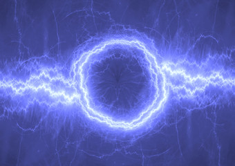 Blue lightning, abstract electrical background