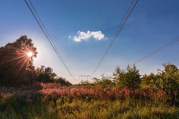 Sunset- high voltage line