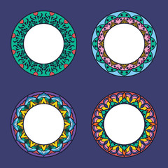 Colored mandala frames for decorations