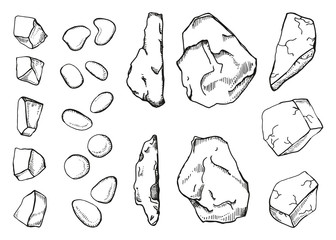 Stones different set of sketch. Hand drawing