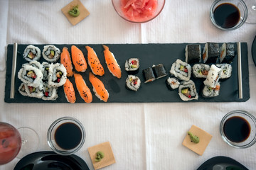 Asian lunch prepared in the domestic kitchen