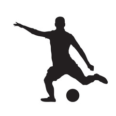 Fototapeta na wymiar Soccer player kicking ball, isolated vector silhouette