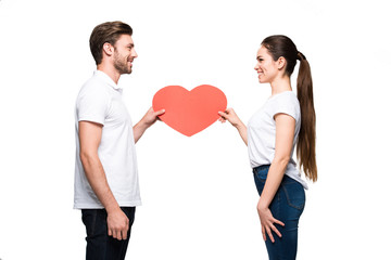 Fototapeta premium couple holding red heart