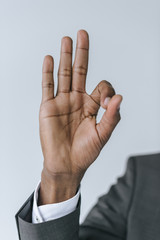 african american businessman showing ok sign