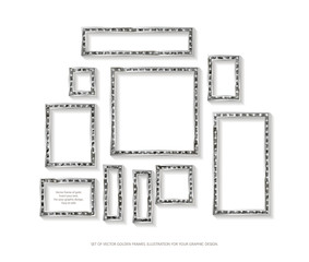 Set of gold vector frames cinema