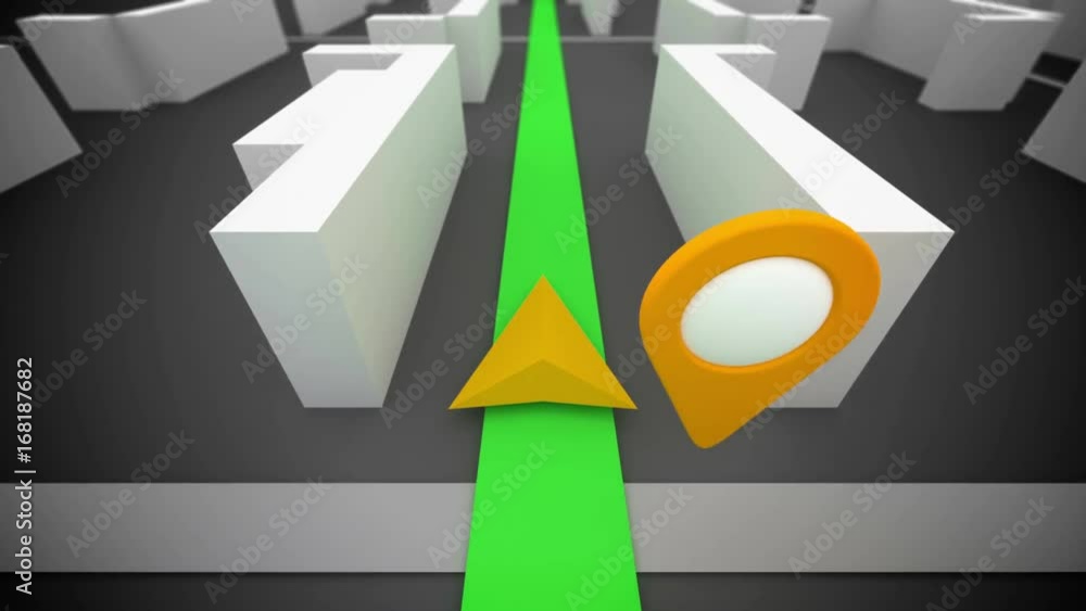 Poster gps route navigation and colorful marks.