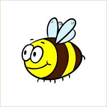 Illustration of a Friendly Cute Bee Flying and Smiling