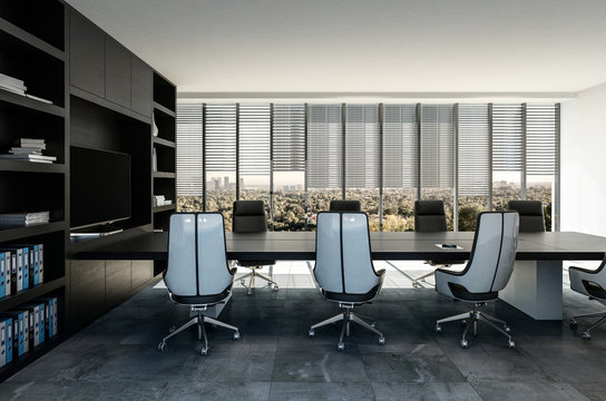 Stylish modern business boardroom interior