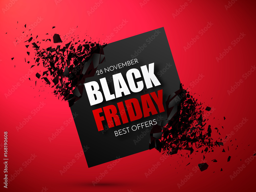 Poster black friday sale abstract background. vector banner with explosion effect.