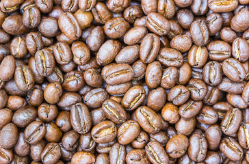 Pea berry coffee beans , selective focus