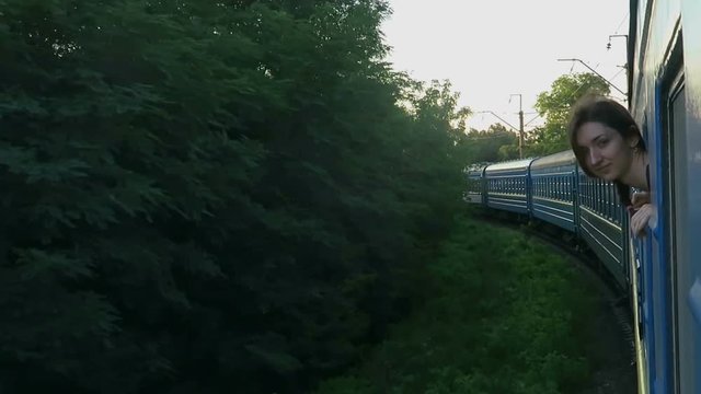 Girl Looks From A Train