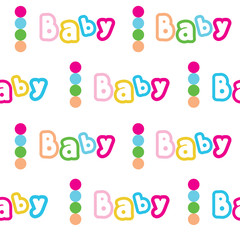 Vector seamless color pattern word baby letters