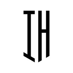 initial letters logo ih black monogram pentagon shield shape