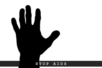 stop AIDS concept, isolated stop AIDS, SIDA written on hand