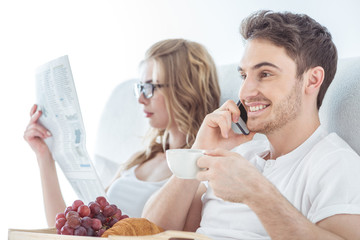 couple in bed in the morning