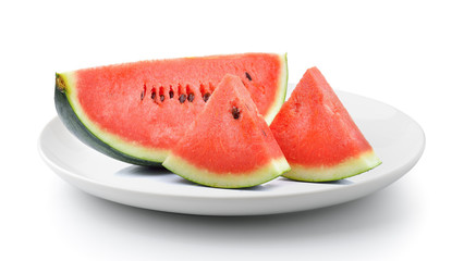 watermelon in plate isolated on a white background