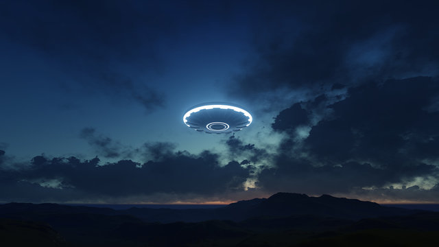 3D UFO over the mountains
