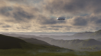 3D UFO over the mountains