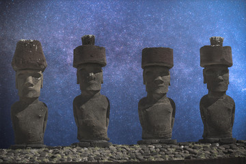 statue on Easter Island or Rapa Nui in the southeastern Pacific