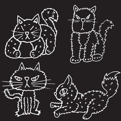 Simple Child Like Cartoon Drawing of Cat and Kitten
