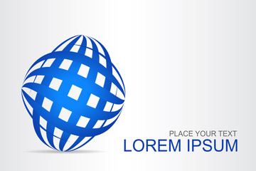 Logo stylized spherical surface with abstract shapes
