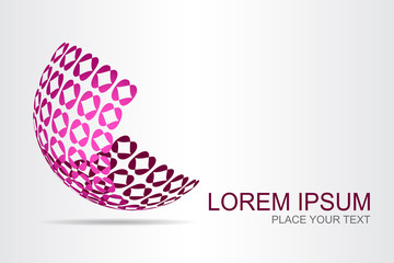 Logo stylized spherical surface with abstract shapes