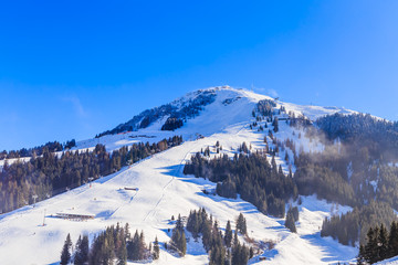 Mountain Hohe Salve with snow in winter. Ski resort  Soll, Tyrol, Austria