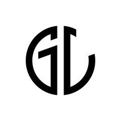initial letters logo gl black monogram circle round shape vector