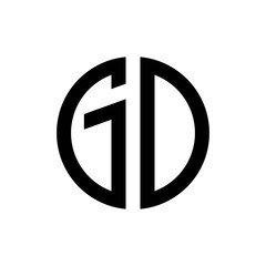initial letters logo go black monogram circle round shape vector