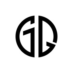 initial letters logo gq black monogram circle round shape vector