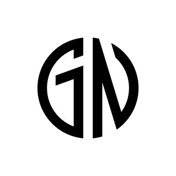 initial letters logo gn black monogram circle round shape vector