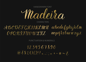 Fototapeta na wymiar Handdrawn Vector Script font. Brush style textured calligraphy cursive typeface. 