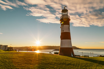 Plymouth Hoe Lighthouse  - obrazy, fototapety, plakaty