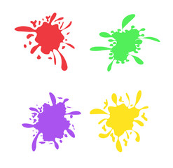 Colorful ink spots set. Splash splatter abstract shape. Vector illustration