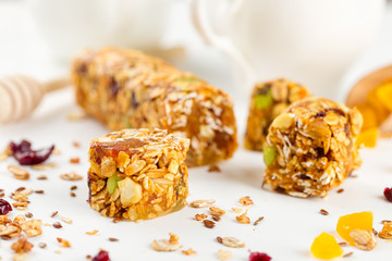 granola bars with dried fruits and honey