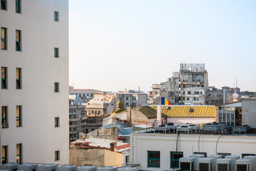 antique building view in Old Town Bucharest, Romanian