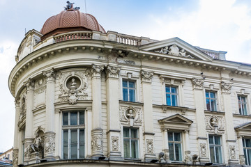 street view of downtown in Bucharest, Romanian