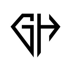 initial letters logo gh black monogram diamond pentagon shape