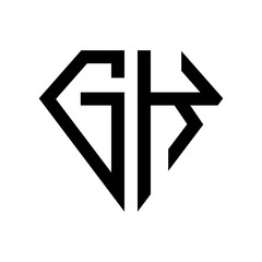 Fototapeta premium initial letters logo gk black monogram diamond pentagon shape