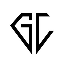 initial letters logo gl black monogram diamond pentagon shape