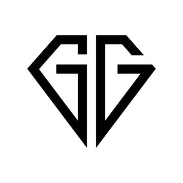 initial letters logo gg black monogram diamond pentagon shape