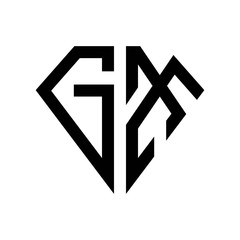 initial letters logo gx black monogram diamond pentagon shape