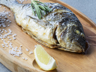 Dorado fried with flavouring herbs