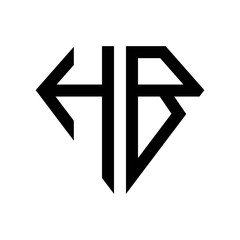initial letters logo hb black monogram diamond pentagon shape