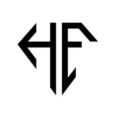 initial letters logo hf black monogram diamond pentagon shape