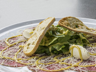 Beef carpaccio with cheese